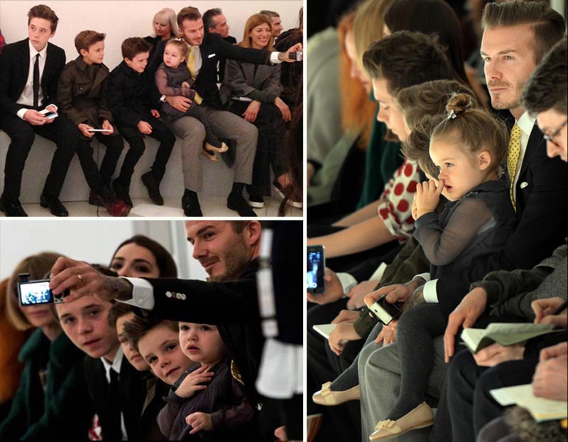 Harper and the Beckham boys with David at NYFW fashion show
