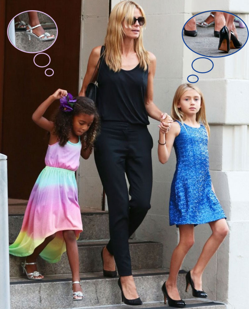 Heidi Klum daughters wear high heels