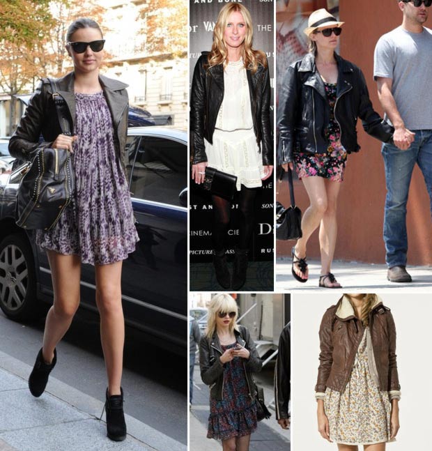 how to wear short summer dress in winter leather jacket