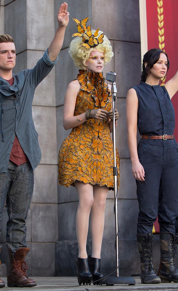Hunger Games fashion Effie Trinket McQueen butterfly dress.