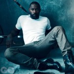 Idris Elba posing for GQ magazine