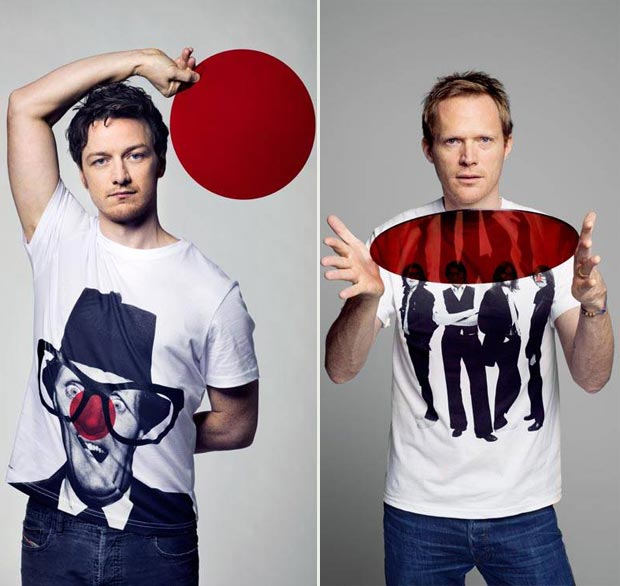 James McAvoy Paul Bettany Comic Relief Red Nose t shirts