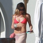 Jennifer Aniston red swimsuit Cabo