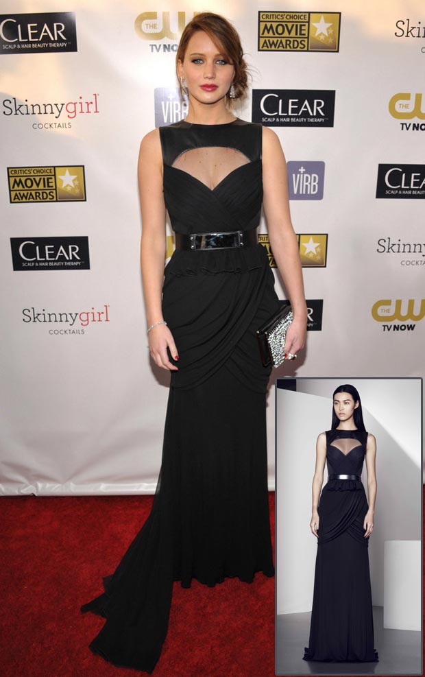 Jennifer Lawrence Prabal Gurung black dress Critics Choice Awards 2013