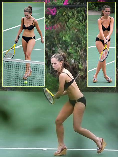 Jennifer Love Hewitt Playing Tennis, Wearing High Heels!