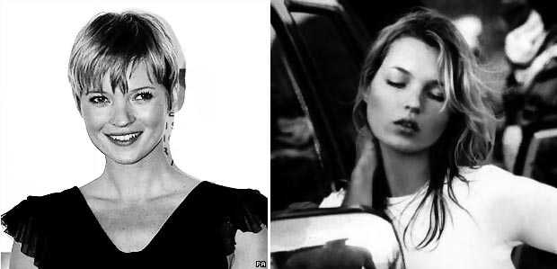 Kate Moss with long hair and short hair