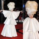 Lady Gaga white layered dress Brit Awards 2010