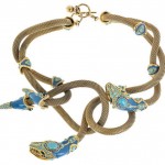 Lanvin twisted blue snake necklace
