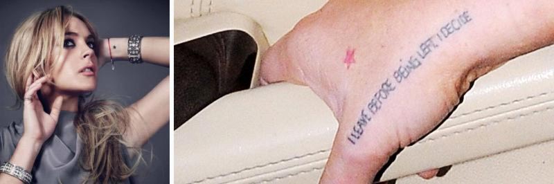 Lindsay Lohan Brigitte Bardot tattoo wrist stars