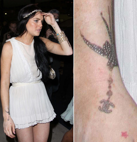 Lindsay Lohan new Chanel tattoo