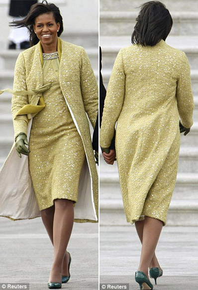 Michelle Obama Isabel Toledo Yellow Suit Inauguration Day