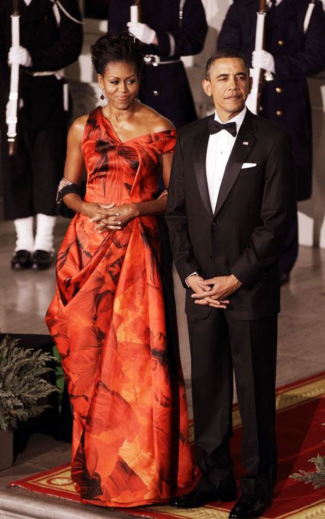 Michelle Obama McQueen Resort 2011 red dress