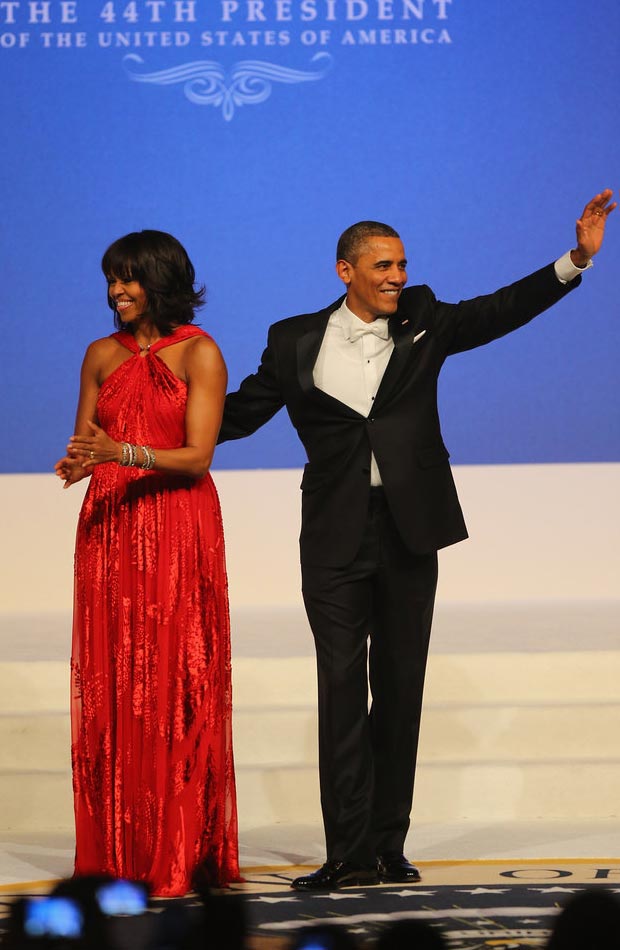 Michelle Obama red dress Inauguration Ball