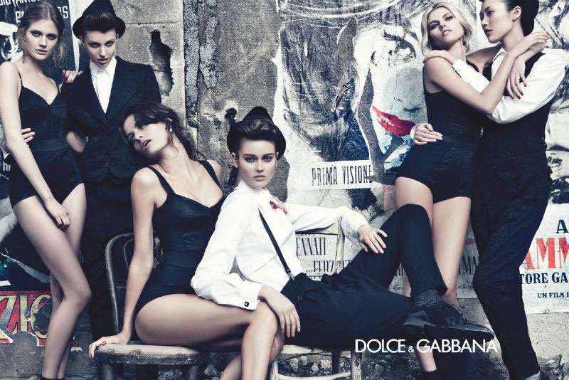 Models posing suggestively Dolce Gabbana ad campaign fall 2011