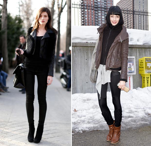 models winter street style leather jacket - StyleFrizz | Photo Gallery
