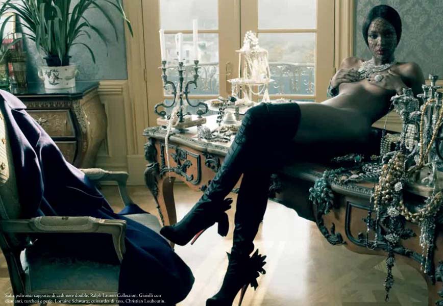 Naomi Campbell Vogue Italy All Black Issue July 2008 Photos