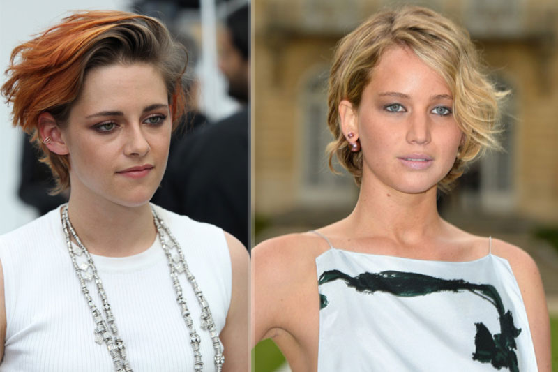 new hair trend short wavy bob Kristen Stewart Jennifer Lawrence