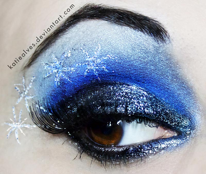 New Year s Eve makeup silver blue stars