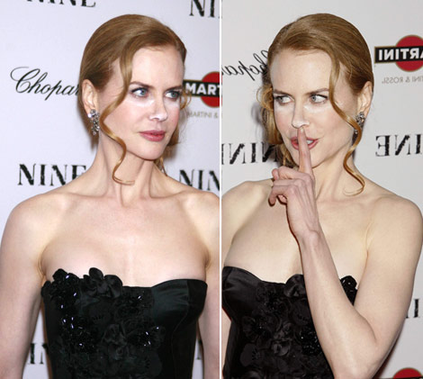 Nicole Kidman powdered nose Nine Premiere