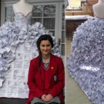 paper wedding dress made from divorce papers