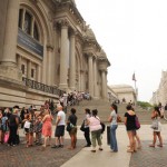 People queued outside the Met for McQueen exhibit