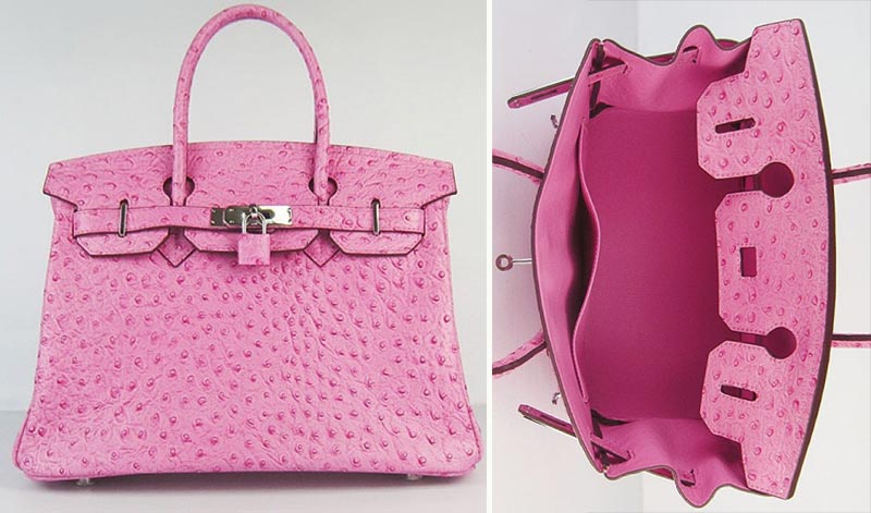 pink Hermes Ostrich Handbag