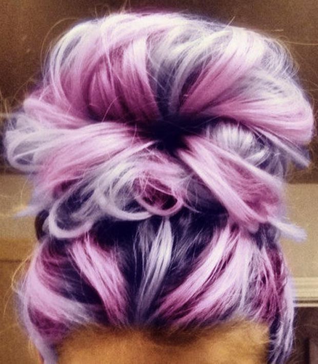 pink purple hair bun