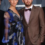 pregnant Lily Aldridge with husband Caleb Followill at the Grammies