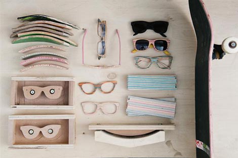 recycled skateboards into sunglasses
