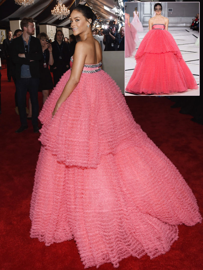 Rihanna pink Giambattista Valli Couture Grammy dress