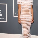 Rihanna JP Gaultier dress 2011 Grammy awards 2