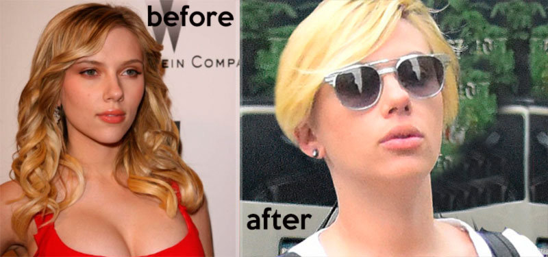 Scarlett Johansson new haircut before and after