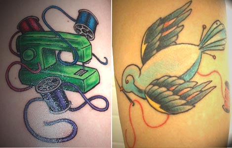 Sewing machine bird tatoo