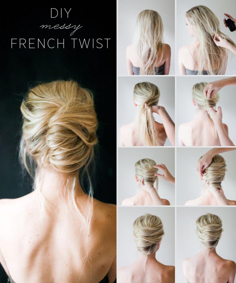 simple DIY spring summer hairstyle messy french twist