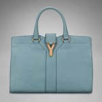 sky blue Yves Saint Laurent bag as worn by Angelina Jolie