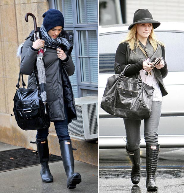 stars with rain boots Rachel Weisz Hilary Duff
