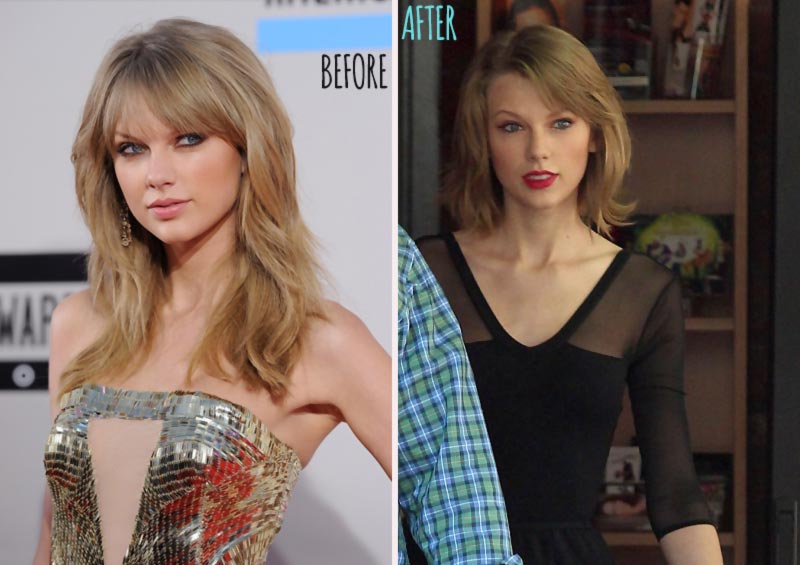 Taylor Swift haircut before after