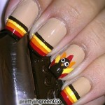 Thanksgiving nails striped french turkey accent