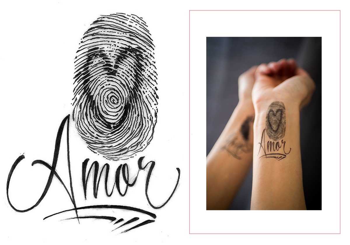 thumb print heart love temporary tattoo