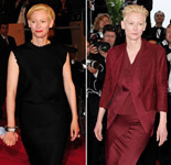 Tilda Swinton Wears Black Lanvin In Cannes