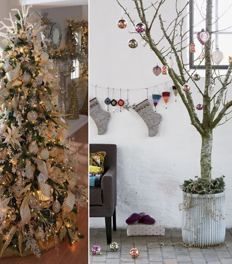 traditional Christmas Tree vs Untraditional Christmas decorated tree