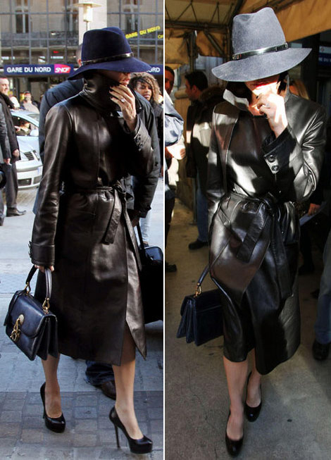 Victoria Beckham Leather hat detective look