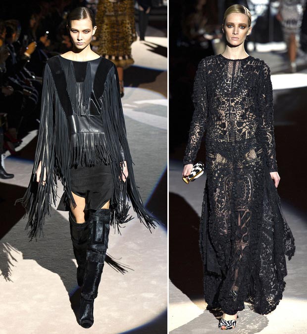 wear black fringes lace Fall 2013 Tom Ford