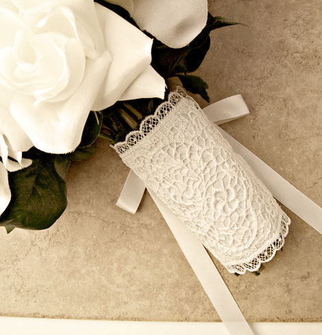 wedding bouquet lace wrap
