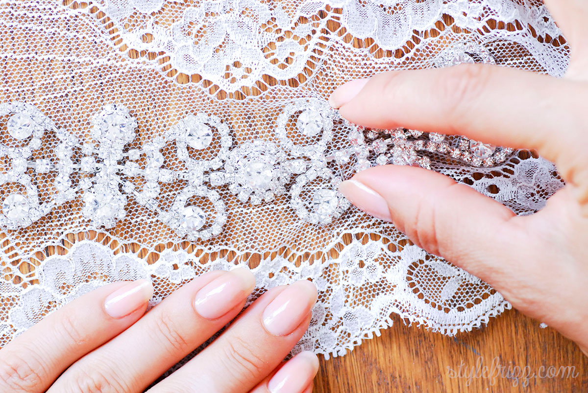 wedding veil diy lace crystals