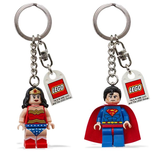 Wonder woman Superman Lego keychain lights