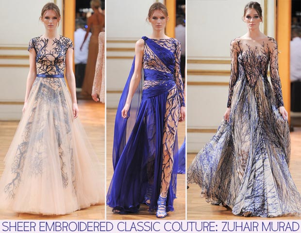 Zuhair Murad Fall 2013 Couture sheer embroidered dresses